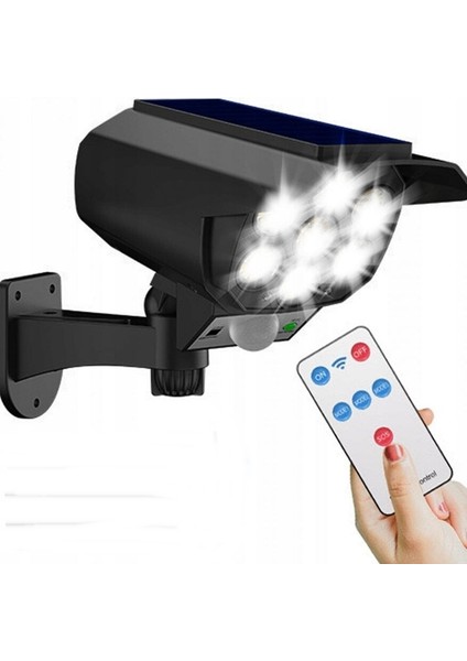 3 Mod Dış Mekan Güneş Enerjili Hareket Sensörlü 77 Led, Siyah Güvenlik Kamerası Kablosuz Bahçe Aydınlatması