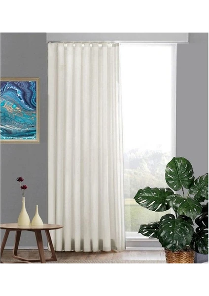 Evdepo Home Taç Lüx Atlas Saten Krem Güneşlik Perde - 100 x 300 cm