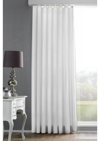 Taç Lüx Atlas Saten Beyaz Güneşlik Perde - 550 x 280 cm