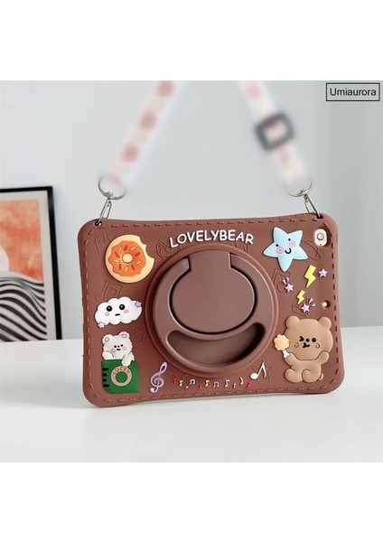 Alfa MEC Samsung Galaxy Tab A9 8.7 Inç X110 X115 Uyumlu Lovely-Bear Standlı Çocuklara Özel Karakterli