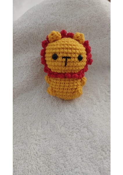 Mini Amigurumi Oyuncak Anahtarlık Hediyelik (Aslan Sarıkırmızı)
