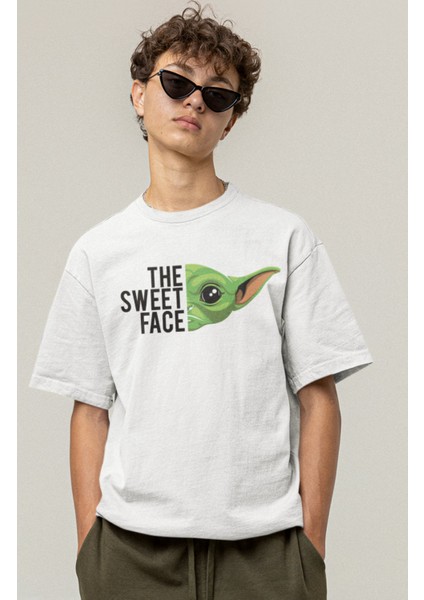Starwars Grogu The Sweet Face Baskılı Tişört, Erkek-Kadın Baby Yoda Baskılı T-Shirt