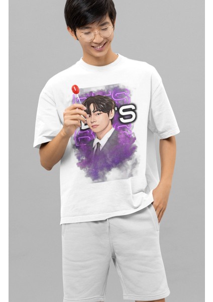 Bts V Baskılı T-Shirt, Unisex K-Pop Baskılı Tişört