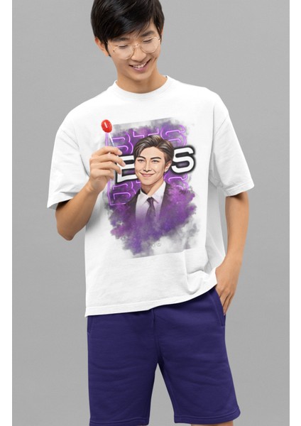 Bts Rm Baskılı T-Shirt, Unisex K-Pop Baskılı Tişört