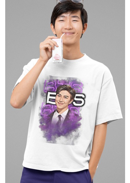 Bts Rm Baskılı T-Shirt, Unisex K-Pop Baskılı Tişört