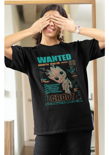 Wanted Groot Baskılı Tshirt, Unisex Marvel Comics Baskılı Tişört