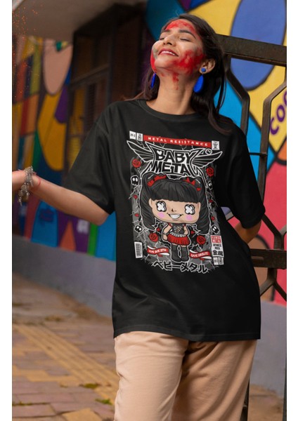 Minyatür Baby Metal Baskılı Tshirt, Unisex Rock Grubu Baskılı Tişört fiyatları