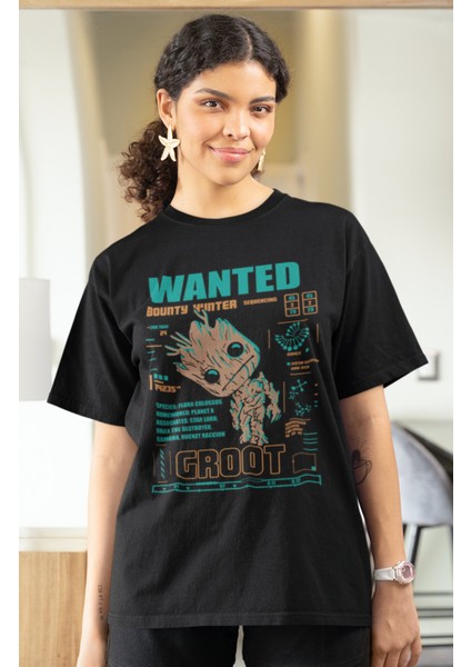 Wanted Groot Baskılı Tshirt, Unisex Marvel Comics Baskılı Tişört