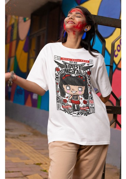 Minyatür Baby Metal Baskılı Tshirt, Unisex Rock Grubu Baskılı Tişört