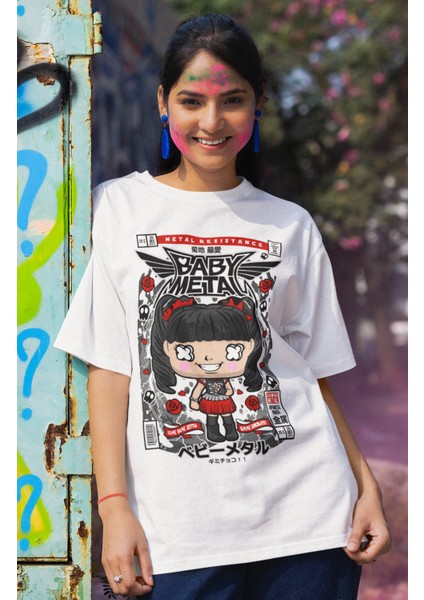 Minyatür Baby Metal Baskılı Tshirt, Unisex Rock Grubu Baskılı Tişört