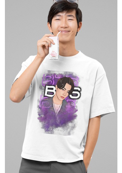 Bts Jungkook Baskılı T-Shirt, Unisex K-Pop Baskılı Tişört