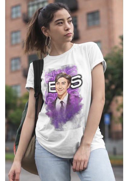 Bts Rm Baskılı T-Shirt, Unisex K-Pop Baskılı Tişört