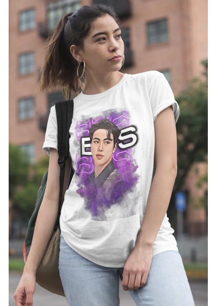 Bts Jın Baskılı T-Shirt, Unisex K-Pop Baskılı Tişört