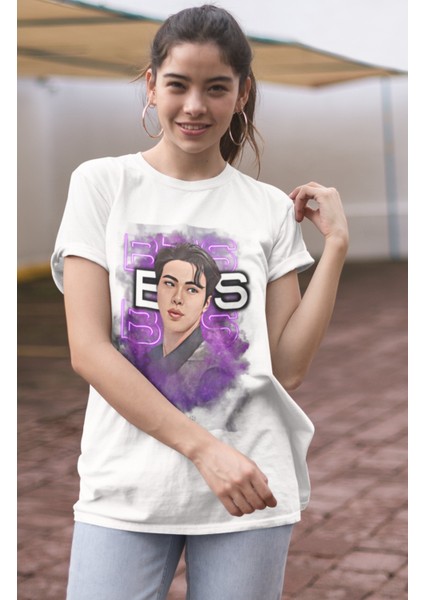 Bts Jın Baskılı T-Shirt, Unisex K-Pop Baskılı Tişört