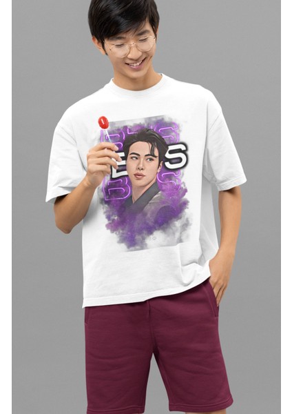 Bts Jın Baskılı T-Shirt, Unisex K-Pop Baskılı Tişört