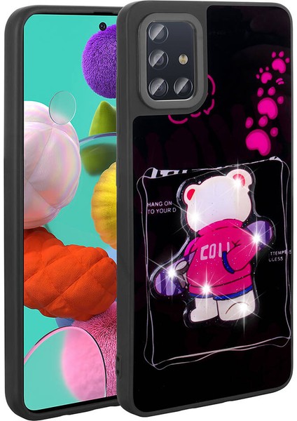 Samsung Galaxy A51 Kılıf Parlayan Kabartmalı Ikonik Figürlü Silikon Kapak (Amas)