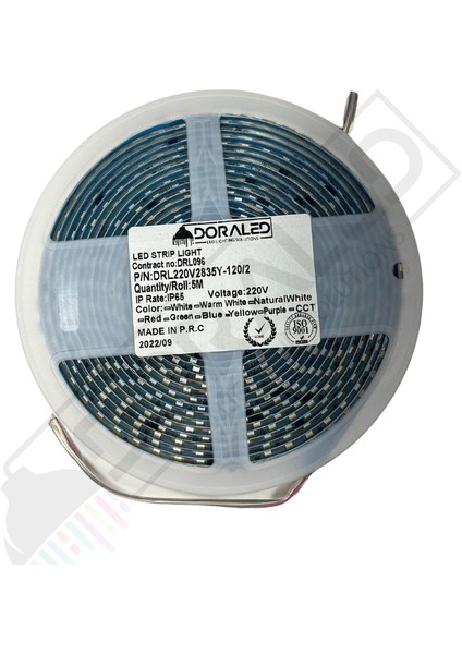 220 Volt Dim Edilebilir Şerit Led 10 Cm De Kesilebilir M/120 Led Amber (Sarı) 5M İP65