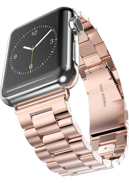 Apple Watch Paslanmaz Çelik Kordon (38mm / 40mm / 41mm /SE Uyumlu) Rose Gold