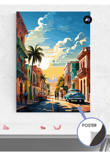 Küba Sokakları Poster - Afiş - Dekoratif Duvar Posteri