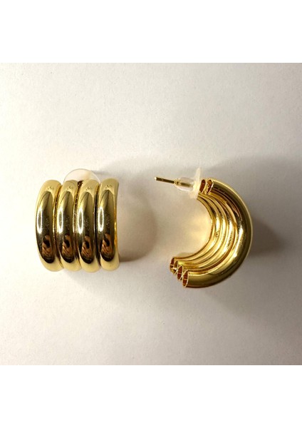 Bloom 316 L Çelik Altın Renk 4 Sıralı Model Kadın Küpe