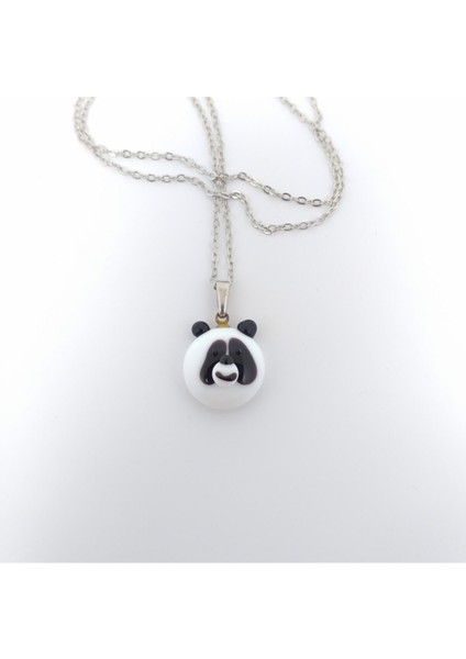 Murano Cam Panda Kolye