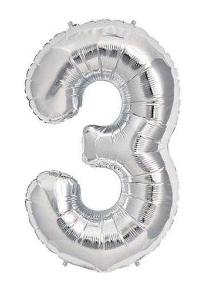3 Rakam Gümüş Folyo Balon 32 Inc 72 cm