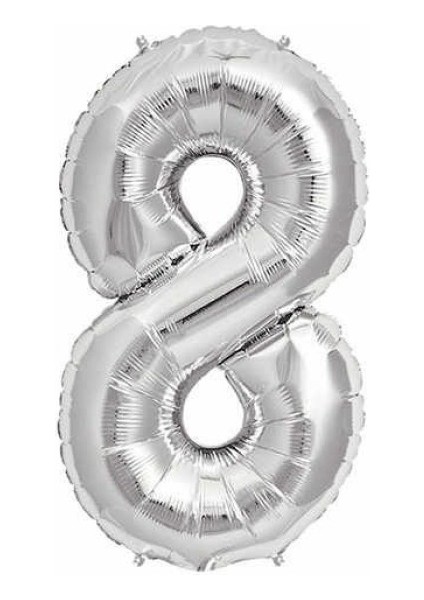 8 Rakam Gümüş Folyo Balon 32 Inc 72 cm