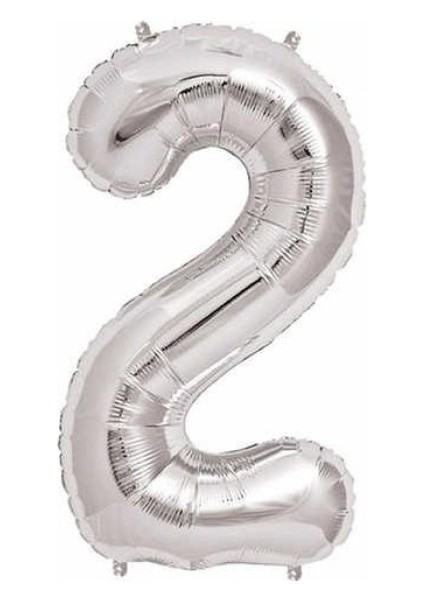 2 Rakam Gümüş Folyo Balon 40 Inc 100 cm