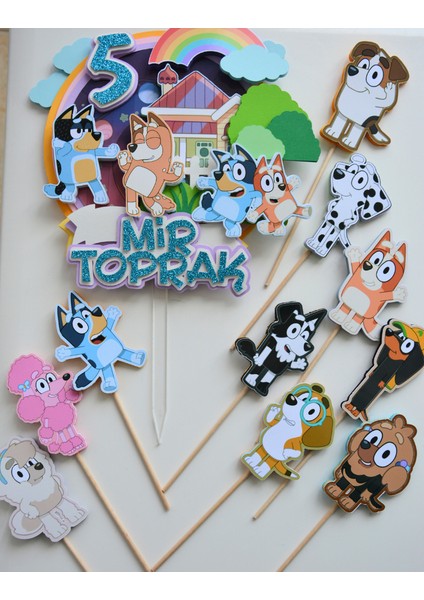 Bluey Temalı Pasta Süsü Bluey Karakterleri Erkek Kız Çocuk Doğum Günü Pasta Cupcake Süsü Seti fiyatları