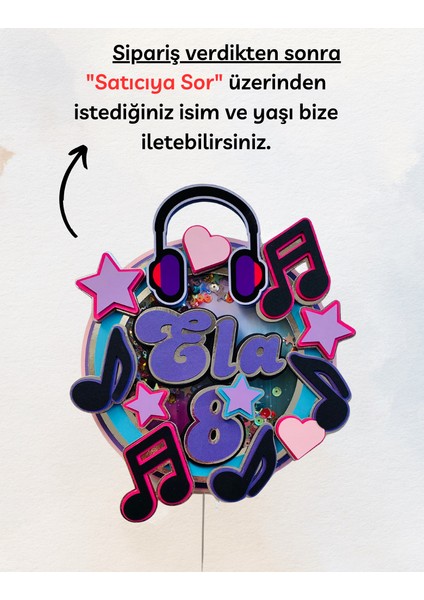 Müzik Nota Pop Star Temalı Kız Çocuk Kişiye Özel Doğum Günü Pasta Parti Süsü - Cake TOPPER(19X18CM) modelleri