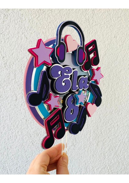 Müzik Nota Pop Star Temalı Kız Çocuk Kişiye Özel Doğum Günü Pasta Parti Süsü - Cake TOPPER(19X18CM) fiyatları