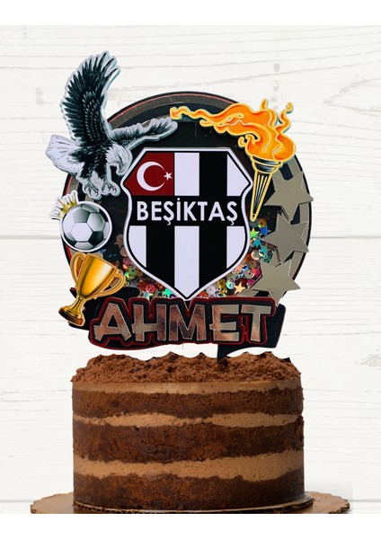 Futbol Taraftar Kartal Temalı Erkek Çocuk & Yetişkin Doğum Günü Pasta Süsü Kişiye Özel Pasta SÜSÜ(19X18CM)