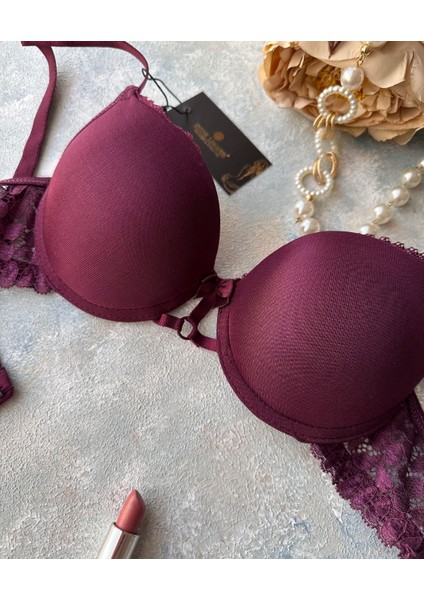 Günlük Kullanım Full Push-Up Yanları Dantelli Önü Halka Detaylı Sütyen modelleri