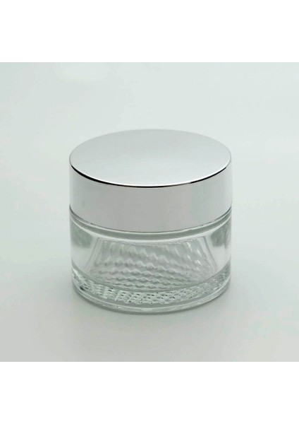 Krem Kavanozu 50 ml (3 Adet) Şeffaf Gri Kapaklı Kutu