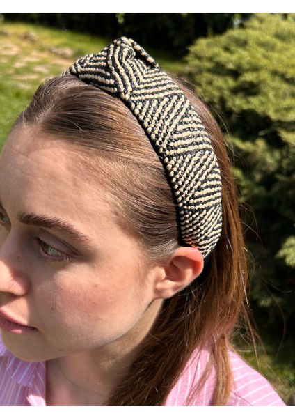 Hasır Düğüm Model Siyah Beyaz Renkli Kadın Saç Tacı fiyatları