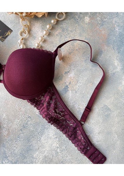 Günlük Kullanım Full Push-Up Yanları Dantelli Önü Halka Detaylı Sütyen