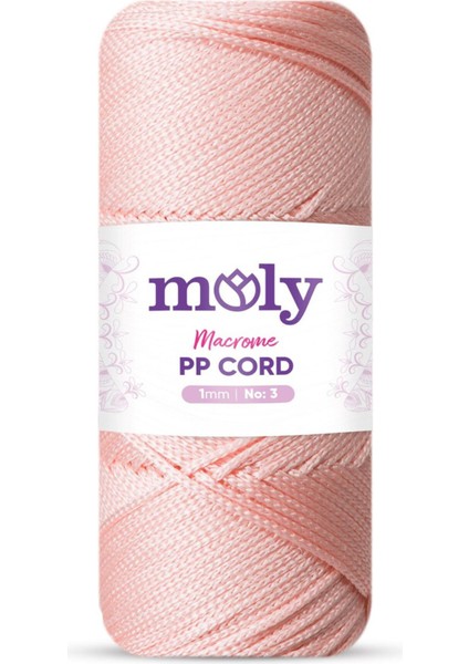 Pp Cord Polyester Makrome No:3 1mm 070-PUDRA Örgü Ipi 100 Gram