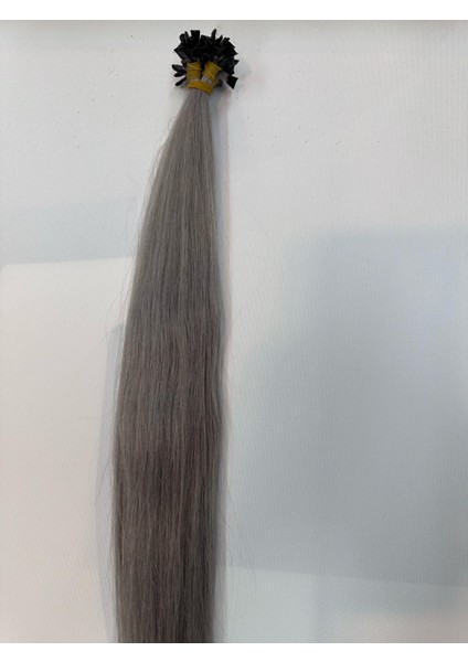 Gri Özbek 65-70 cm Gerçek Saç 100 Adet Mikro Kaynak, 0.6 Gr100 Adet 60 Gr