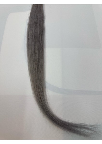 Gri Özbek 65-70 cm Gerçek Saç 100 Adet Mikro Kaynak, 0.6 Gr100 Adet 60 Gr