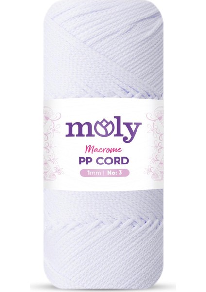 Pp Cord Polyester Makrome No:3 1mm 05-Optik Beyaz Örgü Ipi 100 Gram