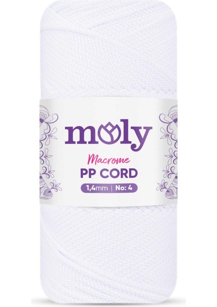 Pp Cord Polyester Makrome No:4 1,4mm 05-Optik Beyaz Örgü Ipi 200 Gram