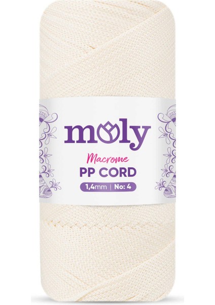 Pp Cord Polyester Makrome No:4 1,4mm 017-KREM Örgü Ipi 200 Gram