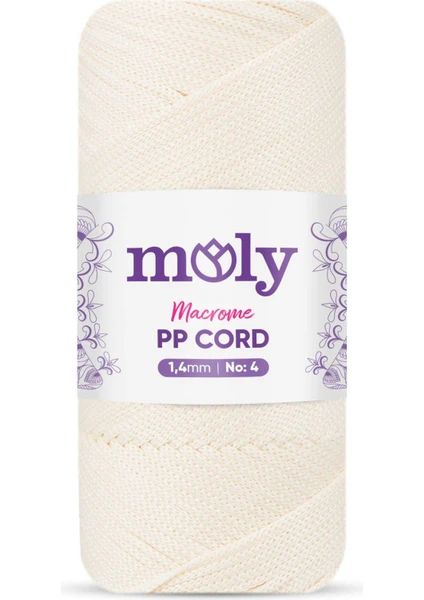 Pp Cord Polyester Makrome No:4 1,4mm 017-KREM Örgü Ipi 200 Gram