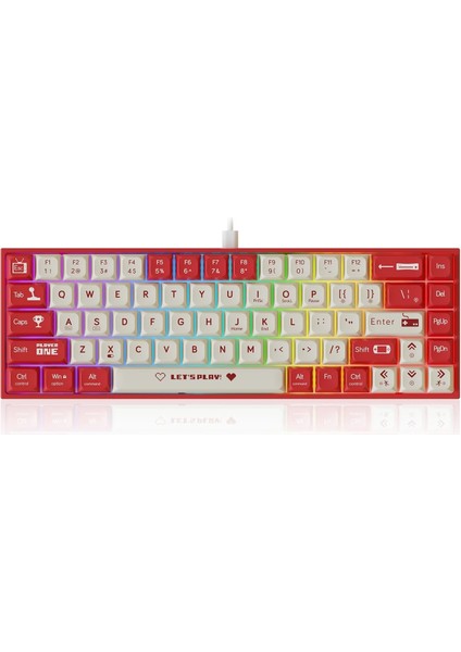 AK680 Kablolu Red Switch Mekanik Klavye-Rainbow Aydınlatma Hot-Swap