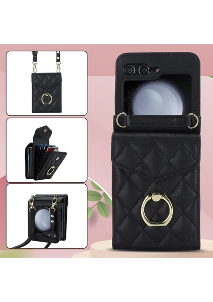 Samsung Galaxy Z Flip5 Siyah Için Elmas Lattice Rfıd Telefon Kılıfı (Yurt Dışından) fiyatları