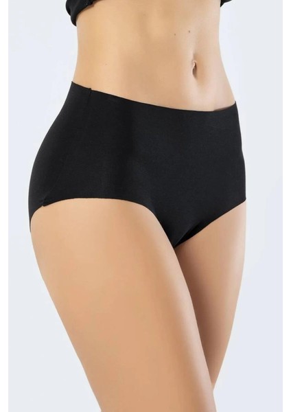 ERSK1012 Silikonlu Lazer Kesim Yüksek Bel Slip Sıyah