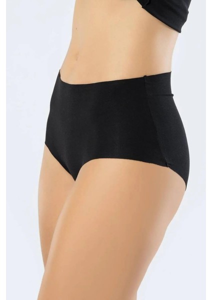ERSK1012 Silikonlu Lazer Kesim Yüksek Bel Slip Sıyah