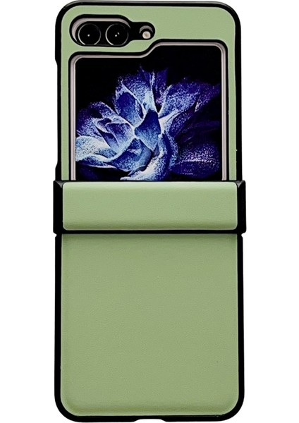 Samsung Galaxy Z Flip5 Yeşil Için Saf Renkli Menteşe Telefon Kılıfı (Yurt Dışından)