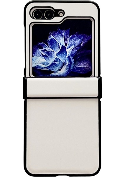 Samsung Galaxy Z Flip5 Beyaz Için Saf Renkli Menteşe Telefon Kılıfı (Yurt Dışından)