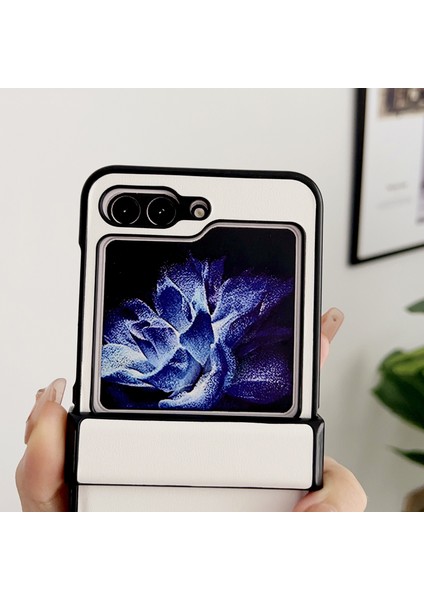 Samsung Galaxy Z Flip5 Beyaz Için Saf Renkli Menteşe Telefon Kılıfı (Yurt Dışından) modelleri